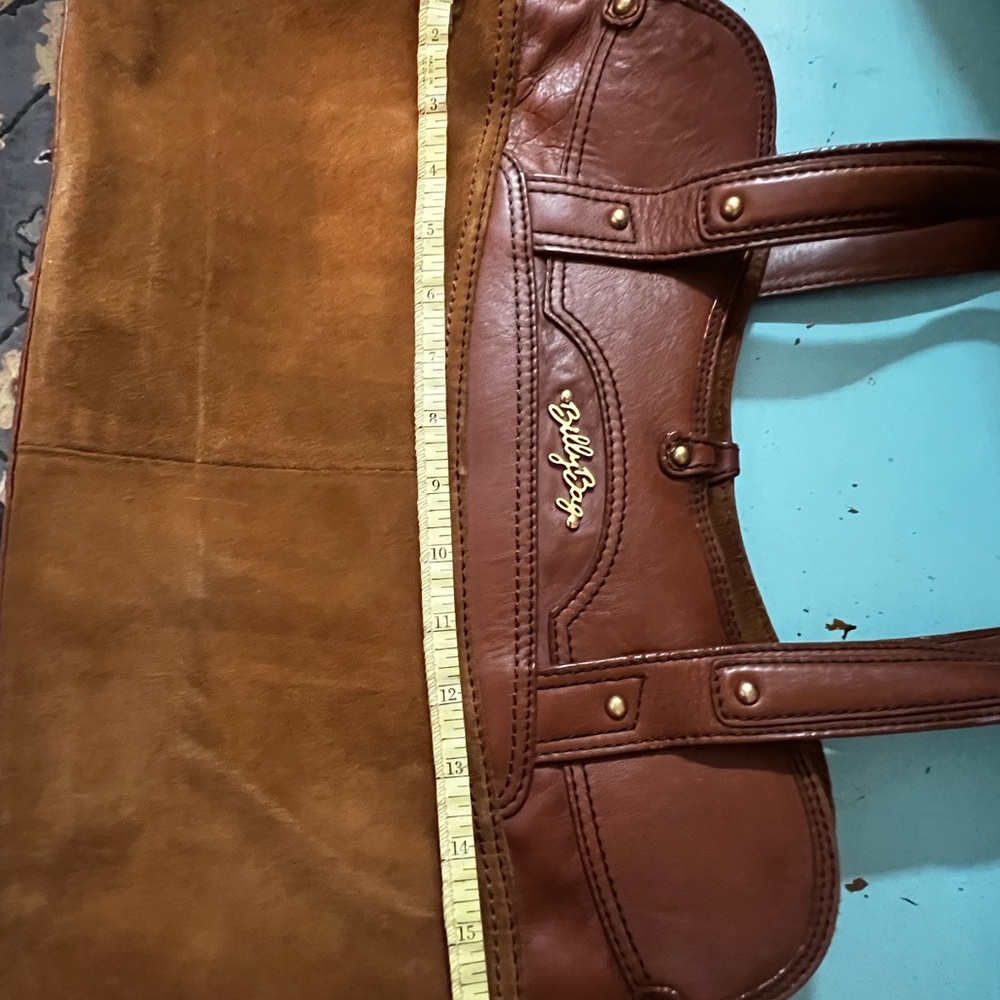 Vintage ! BillyBoo Leather & Suede Tote Bag in Chestnut Brown - Picture 4 of 12